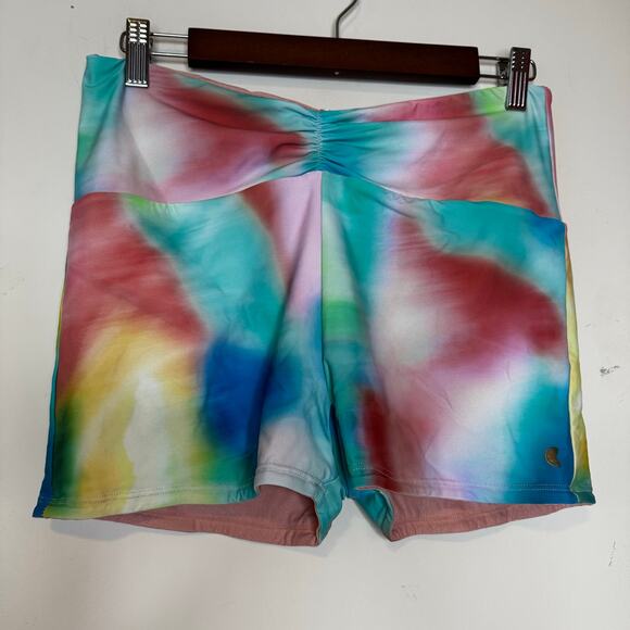 Citrus Shirred Reversible Booty Swim Shorts Pink Multicolor NWT Size Large - Picture 7 of 10